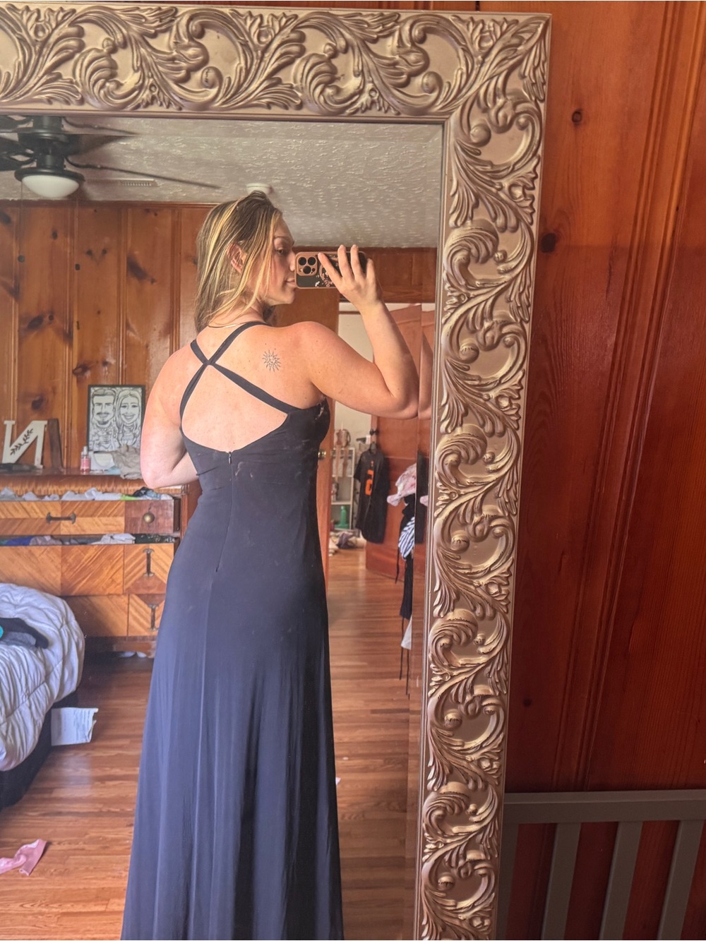 Navy Maxi Dress with Twist Front - Picture 2 of 3